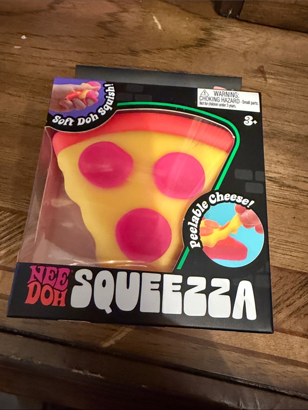 Authentic Needoh Squeezza Pizza Squishy Toy - Yellow & Pink